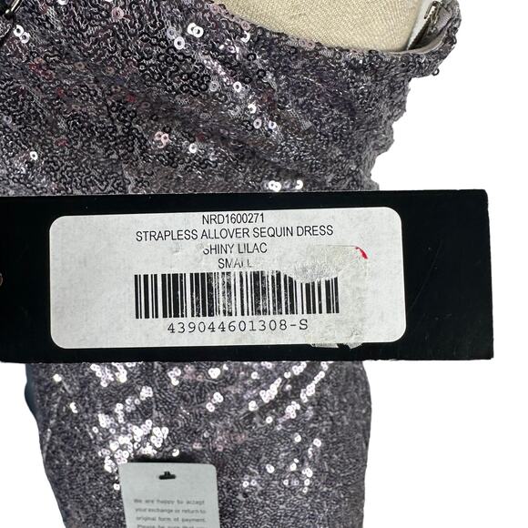 LULUS Purple Sequin Strapless Maxi Gown Dress Formal Size Small NWT Prom Glam - Picture 4 of 9